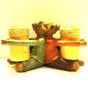 Pair of Moose Each Holding Salt Shaker Dining Decor Home Lodge